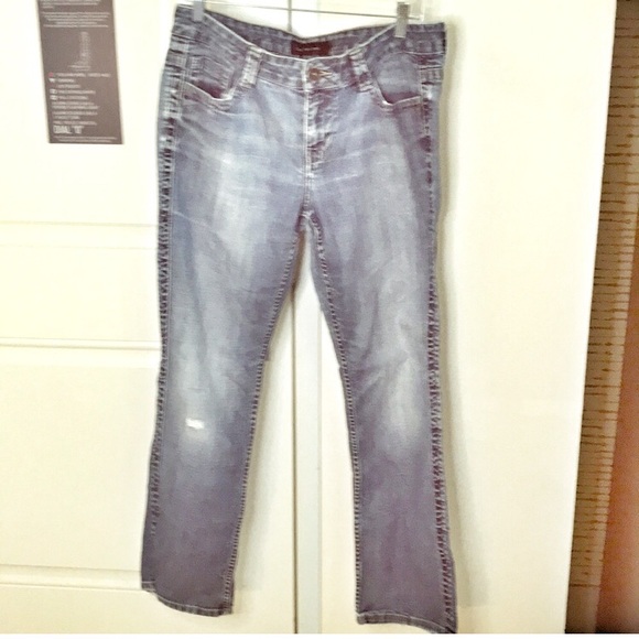 Calvin Klein distressed medium dark wash jeans 10 - Picture 1 of 15